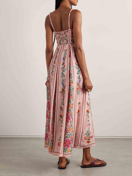 Aurohaya Delicate Sweet Floral Print Maxi Dress