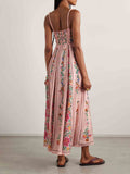 Aurohaya Delicate Sweet Floral Print Maxi Dress