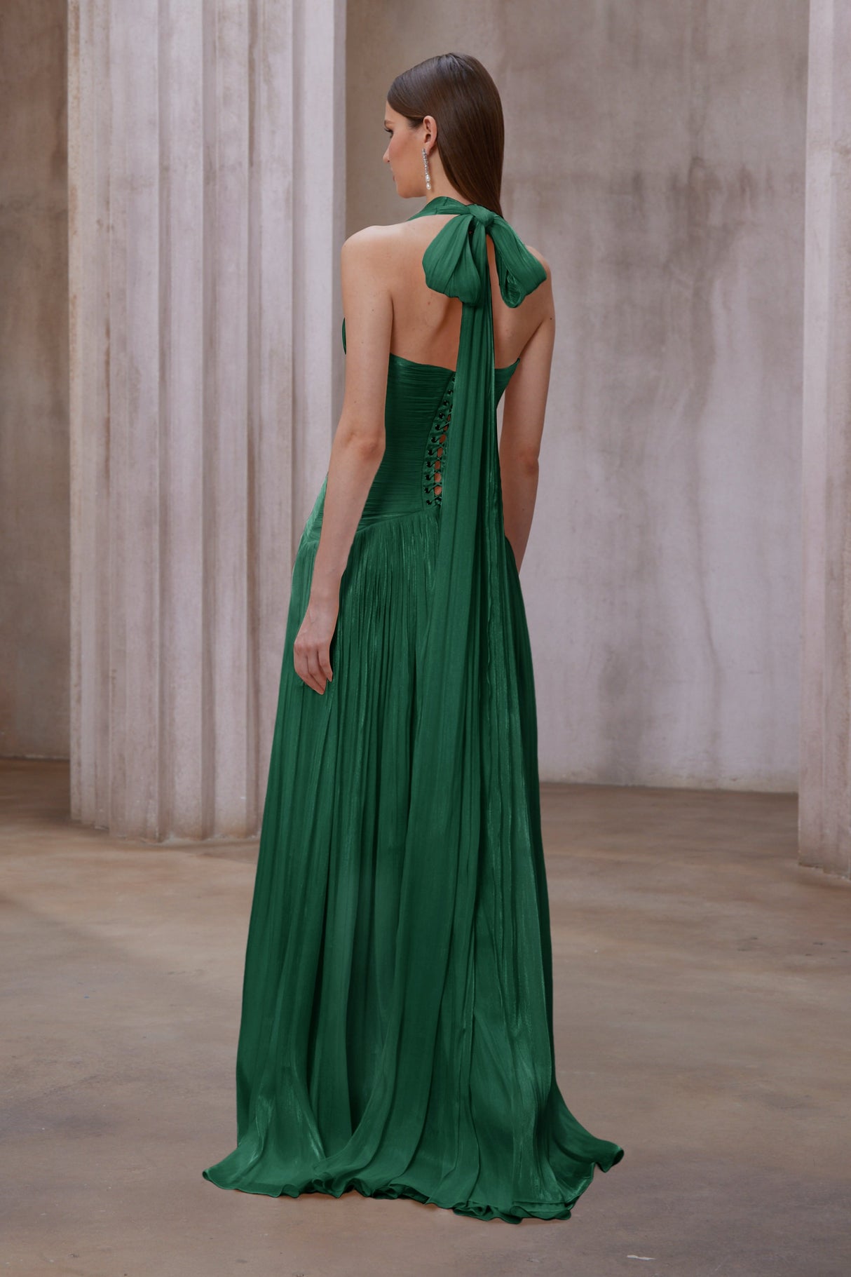 Aurohaya Uranie Emerald Green Gathered Maxi Dress
