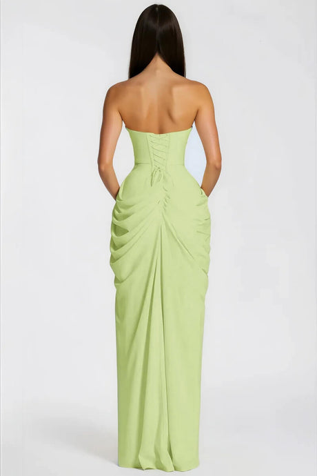 Aurohaya Azalée Strapless Draped High-Slit Maxi Dress