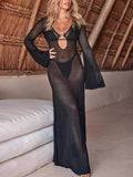 Vacation Style Side Slit  Hollow Knit Dress