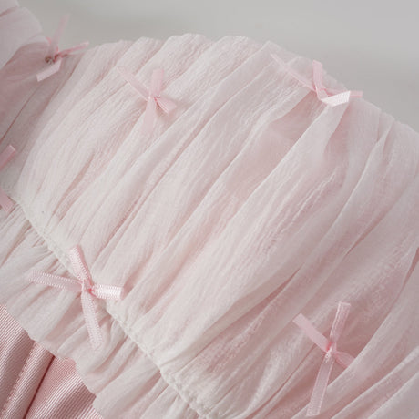 Aurohaya Laurine Pink Ruffled Satin Mini Dress