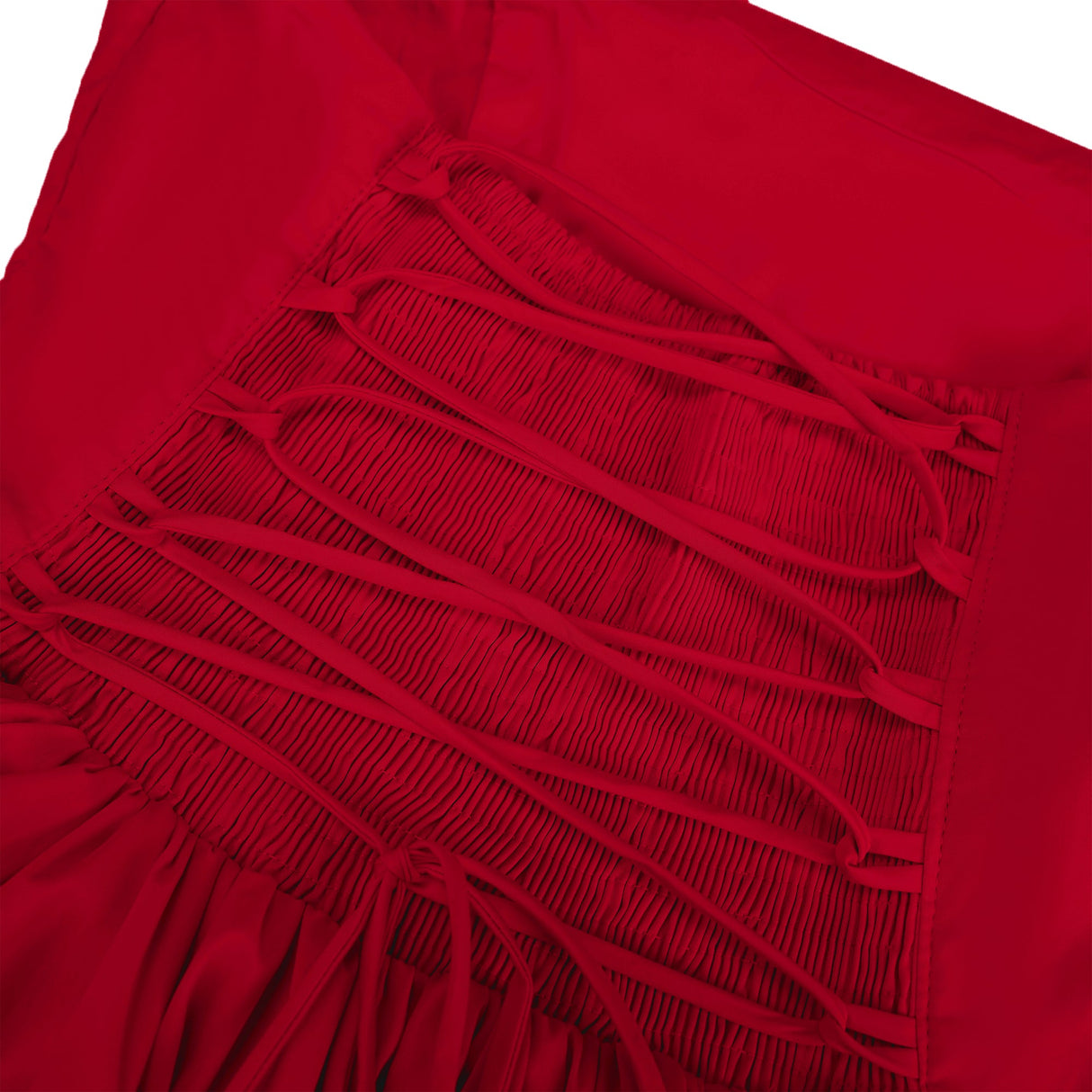 Aurohaya Eponine Red Layered Flared Hem Midi Dress