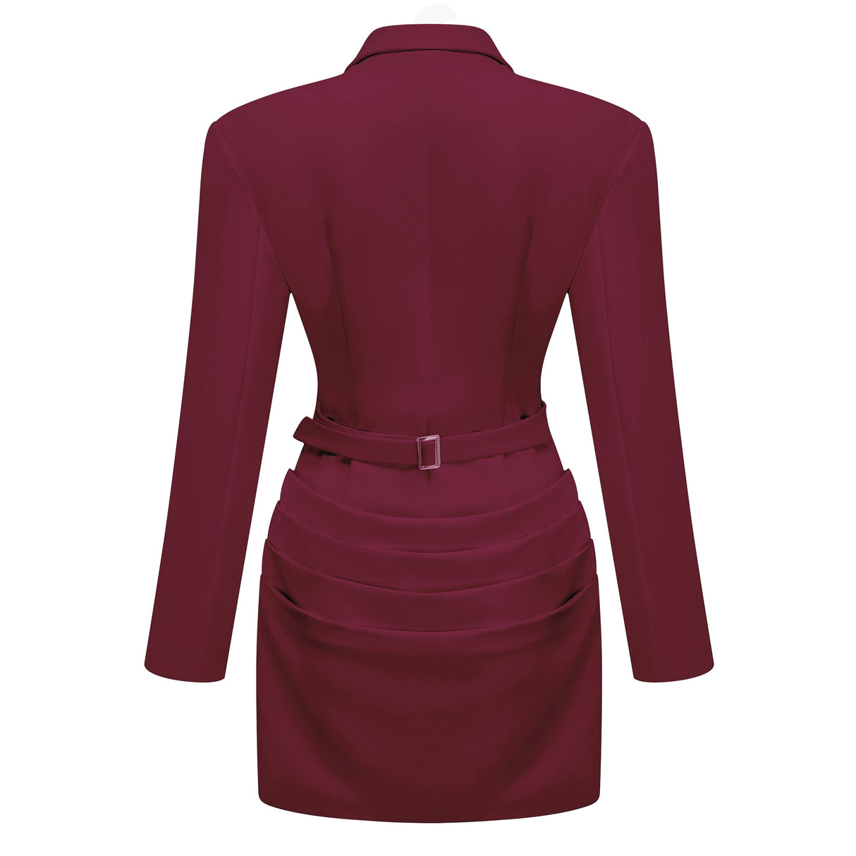 Aurohaya Rosette Burgundy Ruched Blazer Mini Dress