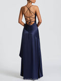 Delphine Spaghetti-Strap Ruffle Maxi Dress
