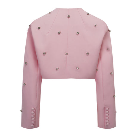 Aurohaya Valéria Pink Crystal Embellished Jacket & Dress Set