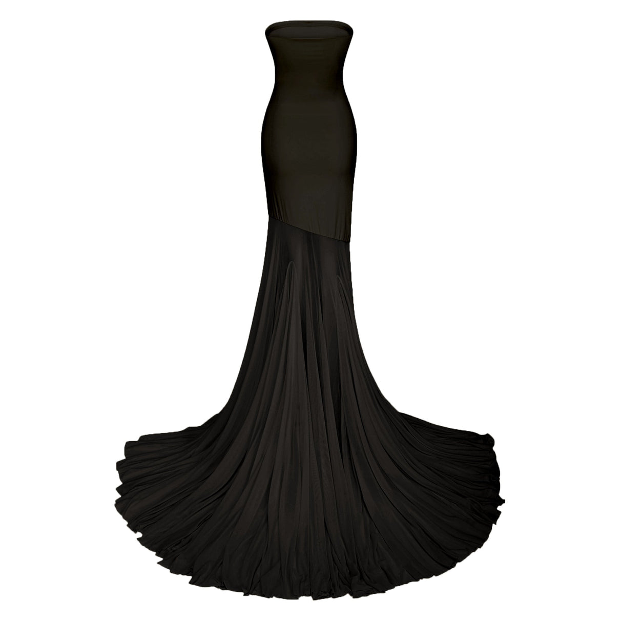 Aurohaya Josiane Black Off-shoulder Sheer Tulle Maxi Dress