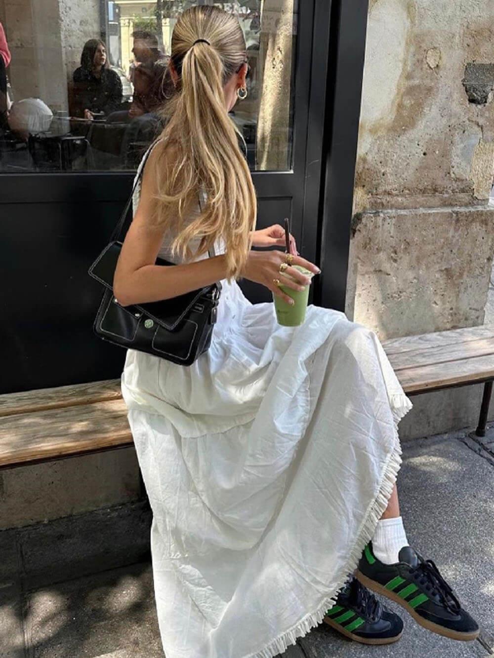 Aurohaya Square Neck Sleeveless Slim Fit Midi Dress