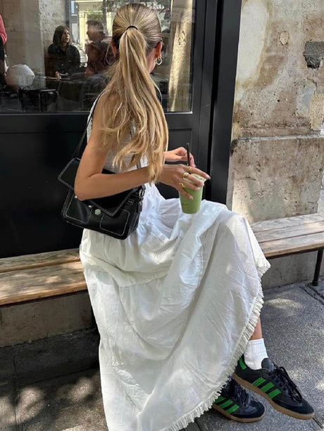 Aurohaya Square Neck Sleeveless Slim Fit Midi Dress