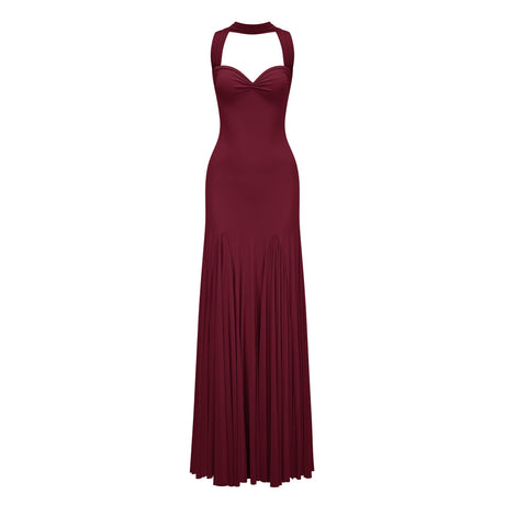 Aurohaya Rêverie Red Sweetheart Neck Maxi Dress