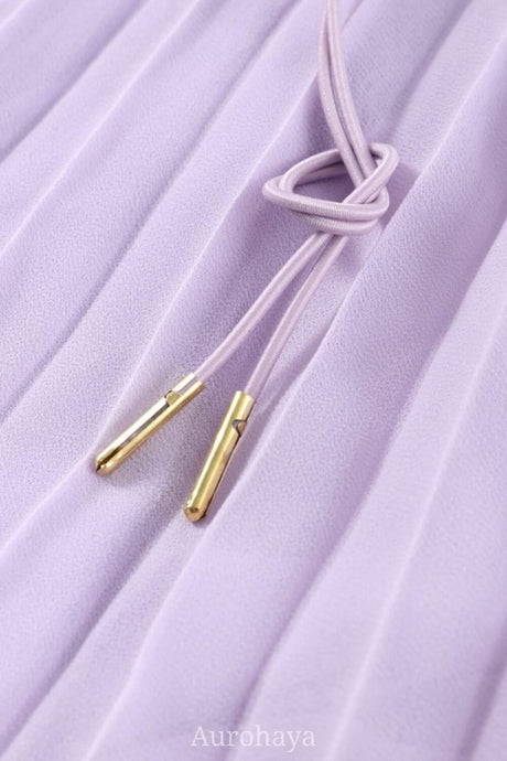 Aurohaya Véronique Ruffle Halter-Neck Pleated Maxi Dress