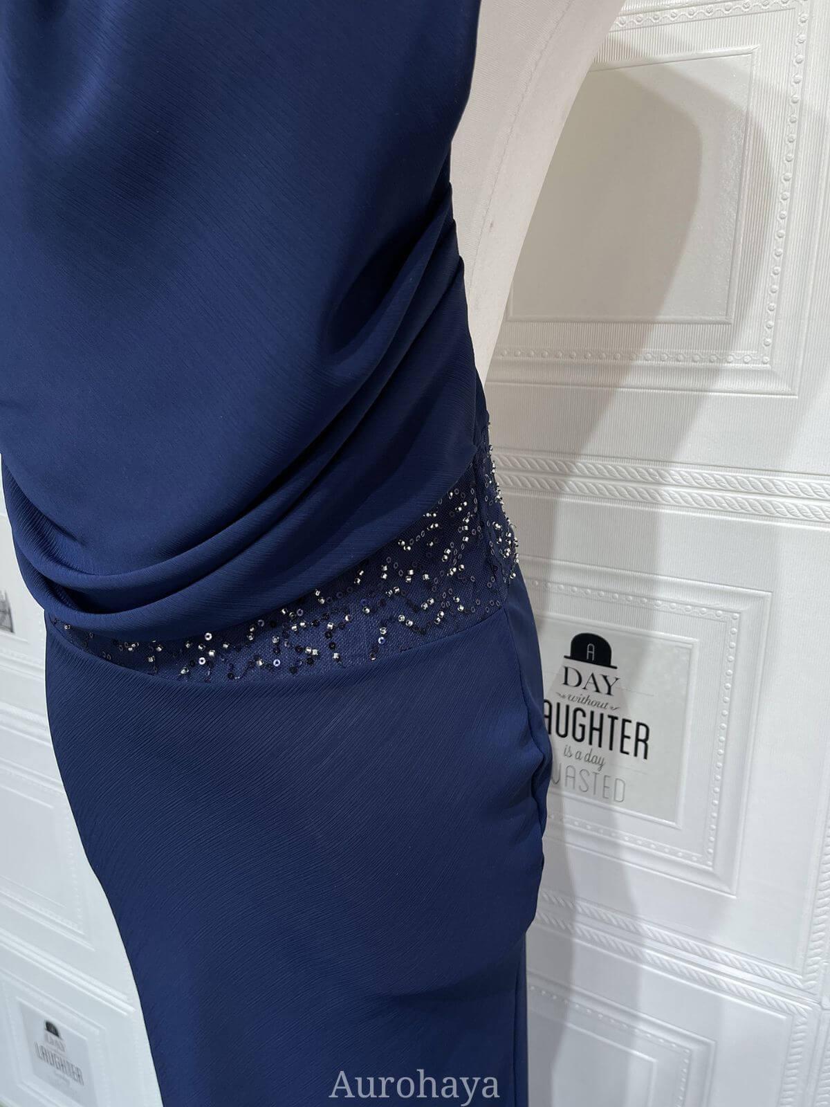 Aurohaya Camille Backless Sequin Satin Maxi Dress