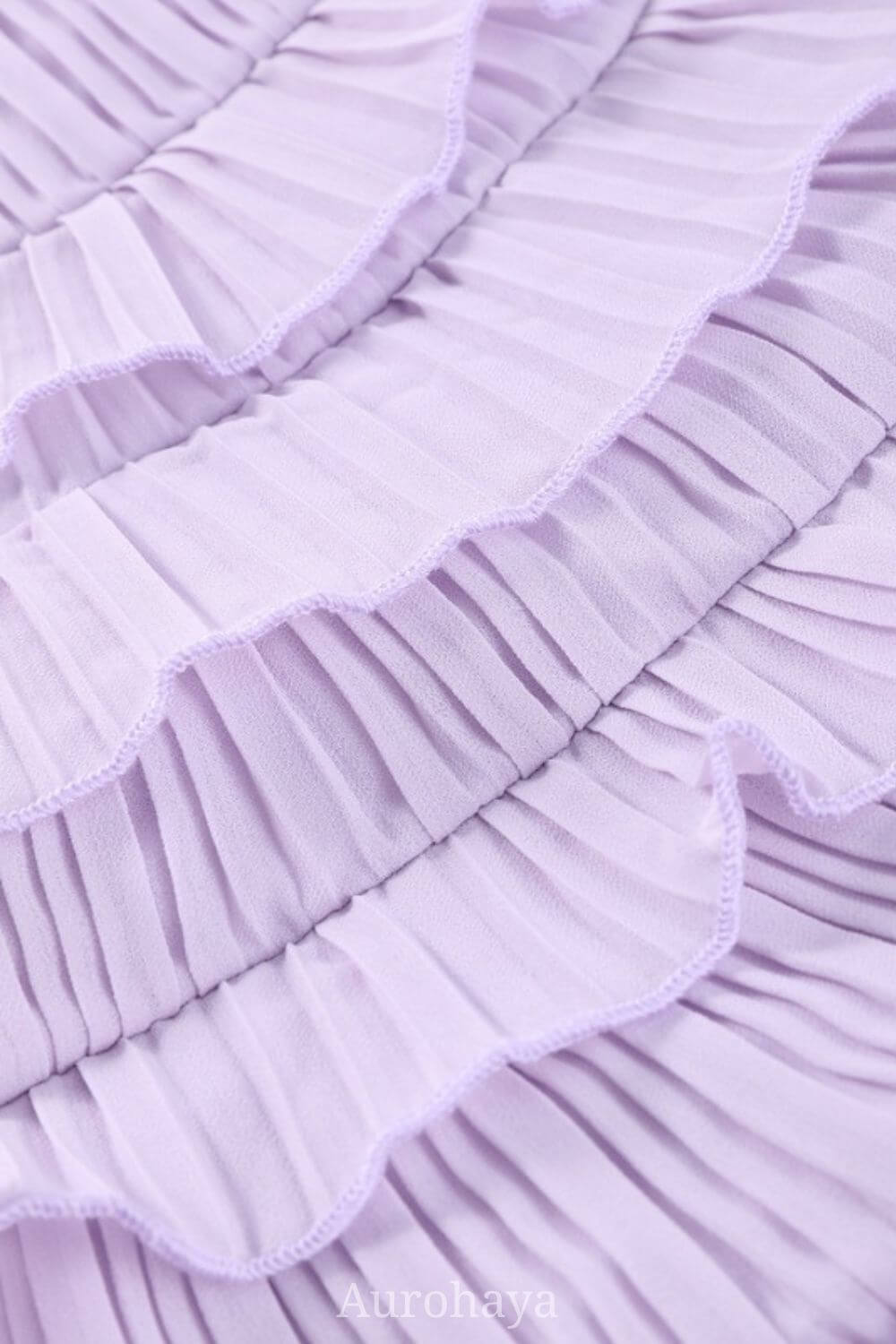 Aurohaya Véronique Ruffle Halter-Neck Pleated Maxi Dress