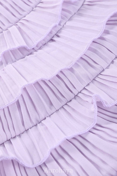 Aurohaya Véronique Ruffle Halter-Neck Pleated Maxi Dress