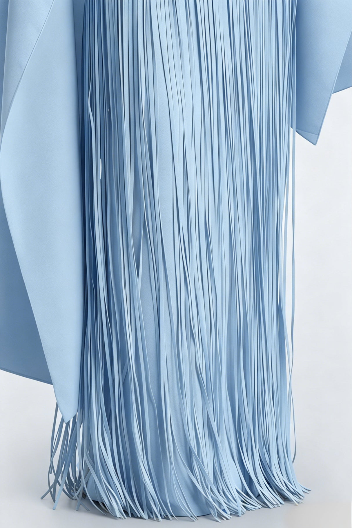 Aurohaya Cayetana Sapphire Blue Fringe Maxi Dress with Cape Effect
