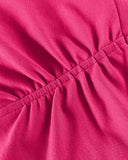 3D Flower Decor Round Neck Puff Sleeve Bodycon Dress Casual Ruched Slit Zipper Back Work Dress