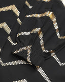 Bronzing Chevron Print Turn-down Collar Tied Detail Shirt Dress