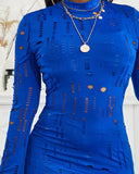 Mock Neck Long Sleeve Hollow Out Bodycon Dress Sexy Party Dress