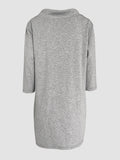 Stand Collar Drawstring Three Quarters Sleeve Casual Sweatshirt Dress