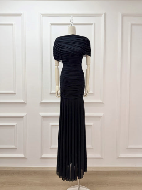 Aurohaya Mado One Shoulder Ruched Maxi Dress