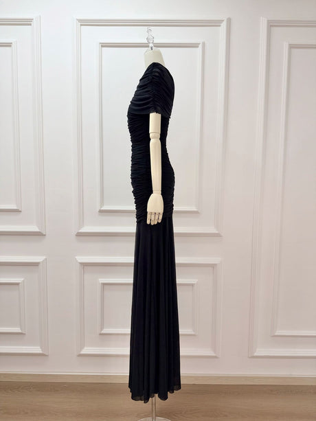 Aurohaya Mado One Shoulder Ruched Maxi Dress