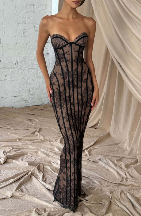 Aurohaya Constance Strapless Lace Maxi Dress | Pre-Sale