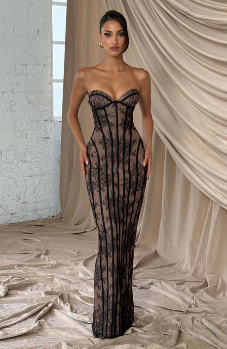 Aurohaya Constance Strapless Lace Maxi Dress | Pre-Sale