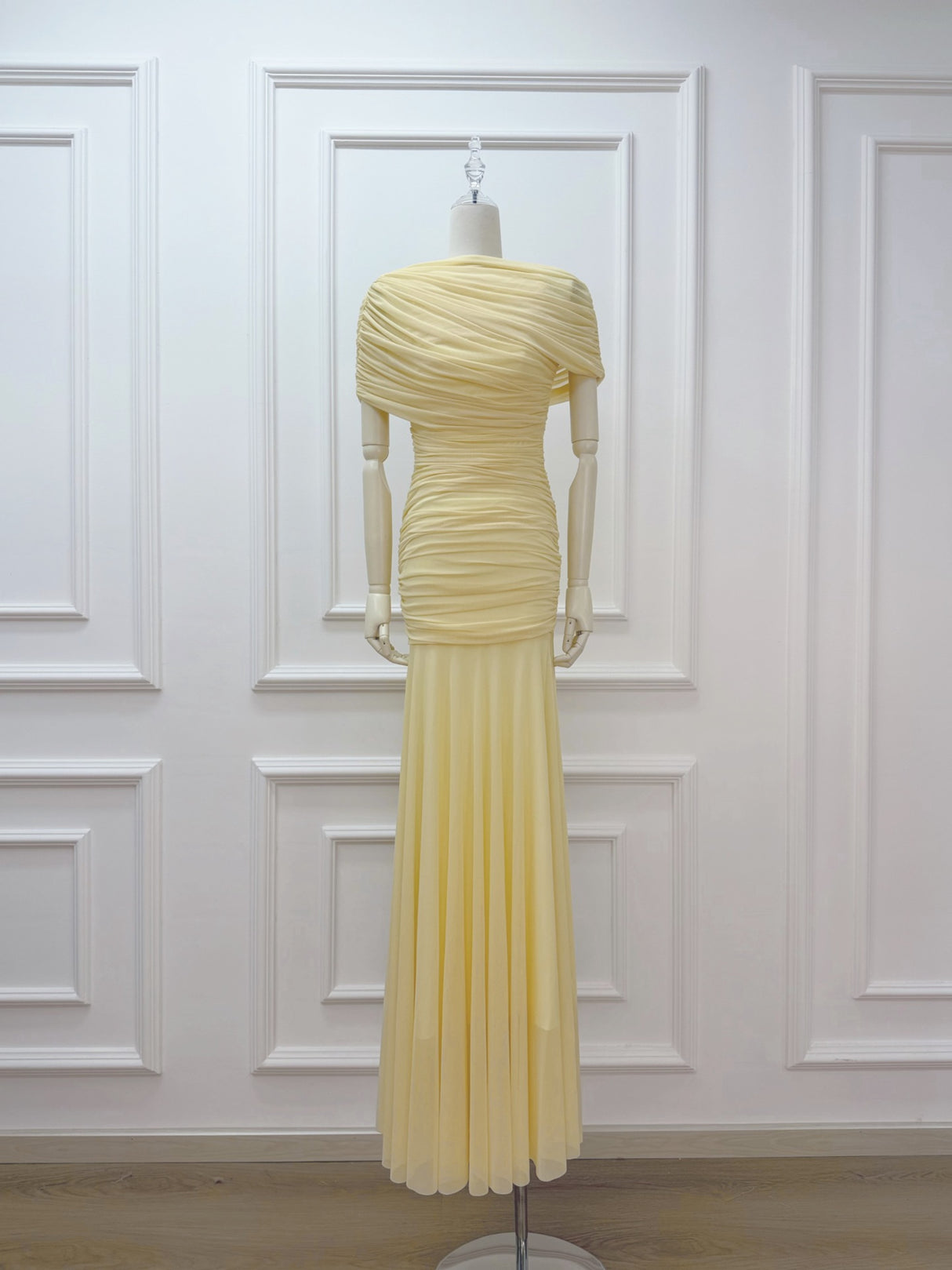 Aurohaya Mado One Shoulder Ruched Maxi Dress