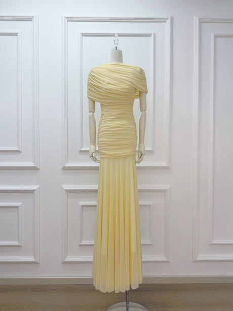 Aurohaya Mado One Shoulder Ruched Maxi Dress