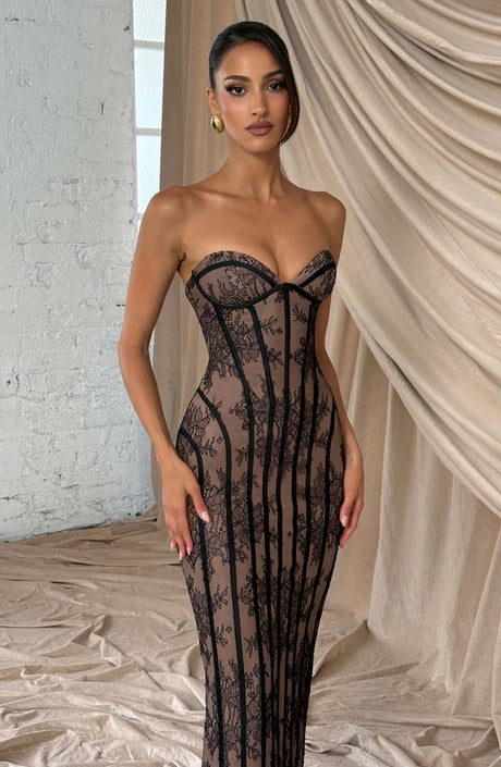 Aurohaya Constance Strapless Lace Maxi Dress | Pre-Sale