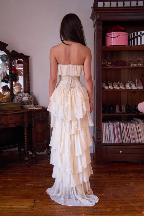 Aurohaya Justine Strapless Tiered Maxi Dress