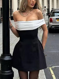 Elegant And Sexy One-Shoulder Contrast Bow-Decorated Dress