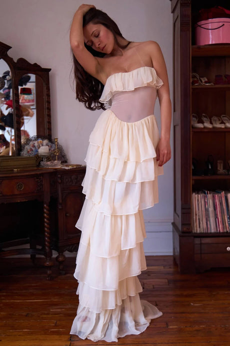 Aurohaya Justine Strapless Tiered Maxi Dress
