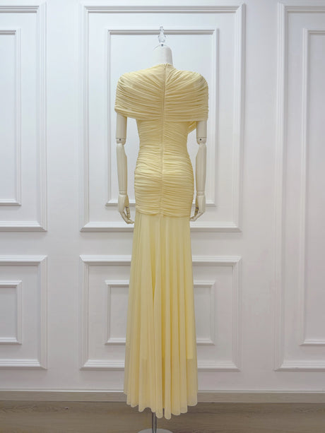 Aurohaya Mado One Shoulder Ruched Maxi Dress