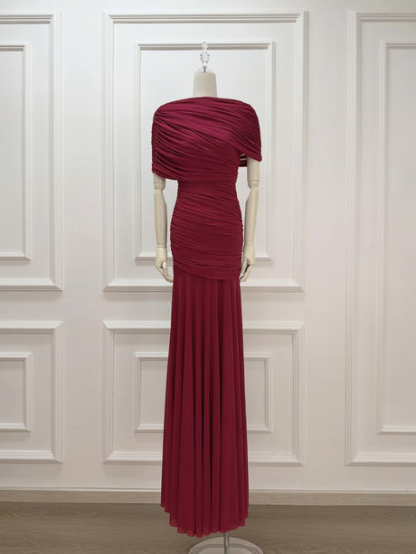 Aurohaya Mado One Shoulder Ruched Maxi Dress