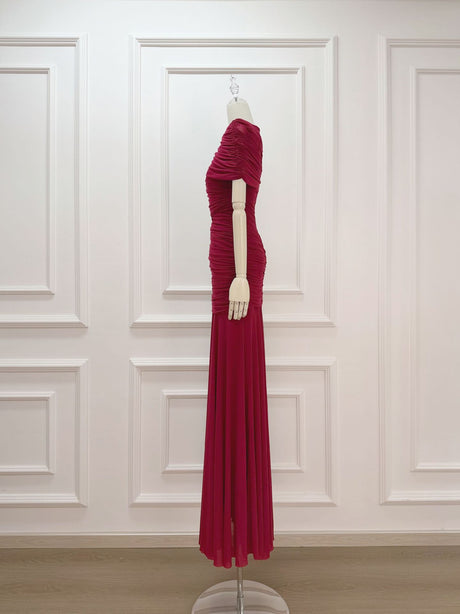 Aurohaya Mado One Shoulder Ruched Maxi Dress