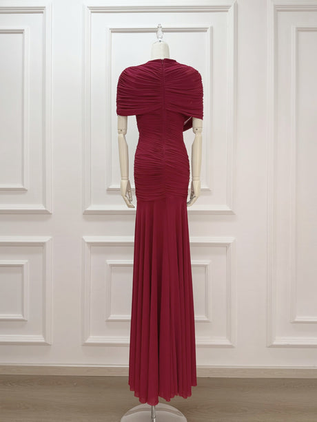 Aurohaya Mado One Shoulder Ruched Maxi Dress