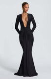 Eléonore Deep Plunge Ruched Mermaid Maxi Dress