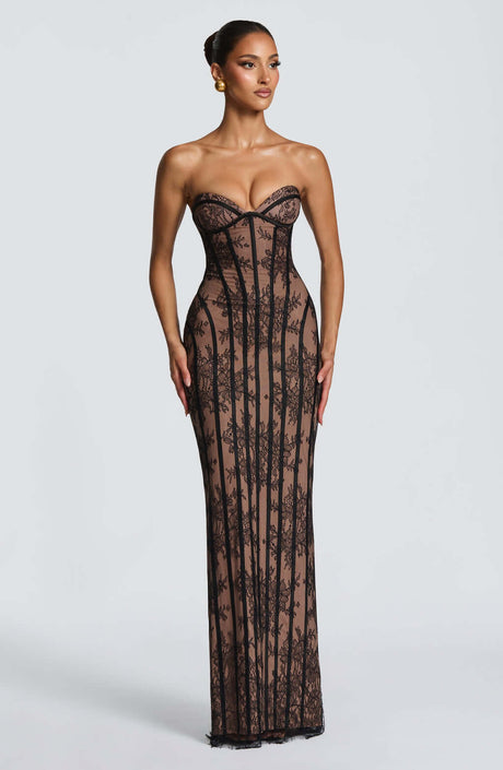 Aurohaya Constance Strapless Lace Maxi Dress | Pre-Sale