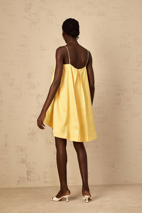 Aurohaya Avril Yellow Floral Embroidered Mini Dress