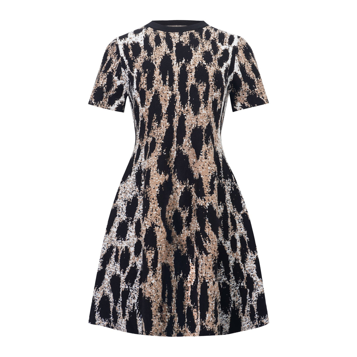 Aurohaya Lucie Brown Leopard Knit Mini Dress