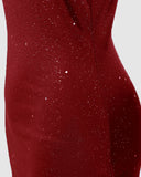 Chain Strap Glitter Bodycon Dress