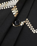 Bronzing Chevron Print Turn-down Collar Tied Detail Shirt Dress