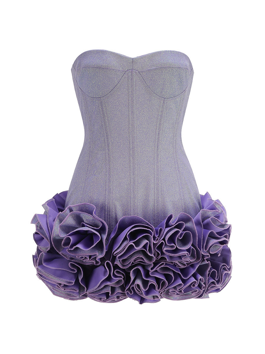 Aurohaya Isadora Strapless Corset Mini Dress Lavender