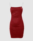 Chain Strap Glitter Bodycon Dress