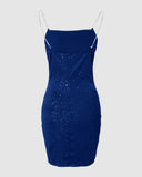 Chain Strap Glitter Bodycon Dress