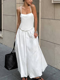 Vacation Style Strap Tutu Maxi Dress