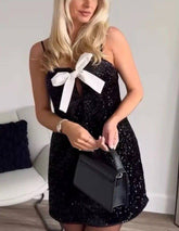 Bow Strap Short Dress