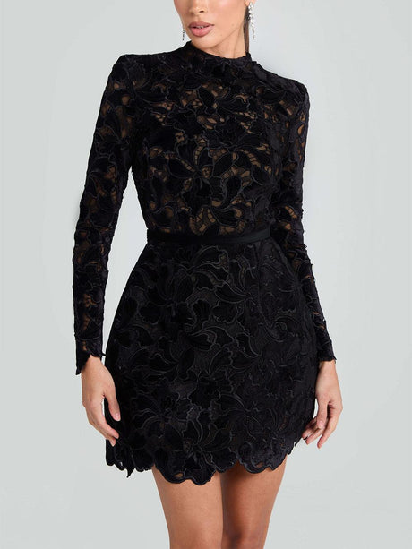 Aurohaya Elegant And Sophisticated Lace Mini Dress