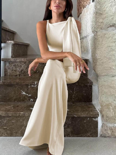 Aurohaya Fashion One Shoulder Ribbon Party Maxi Dress